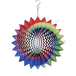 Amazon Hotsale Rainbow 3D Wind Spinner Stainless Steel For Garden Decoration