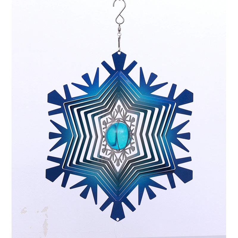 Snowflake Stainless Steel 3D Wind Spinner With Sun Catcher