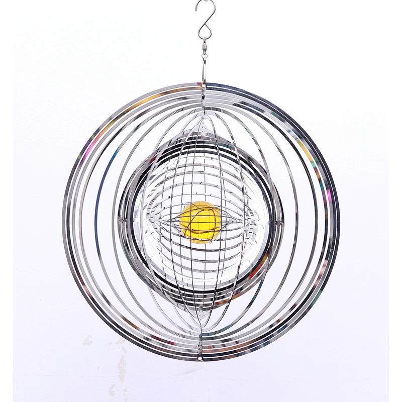 Mirror Surface Stainless Steel 3D Wind Spinner With Sun Catcher