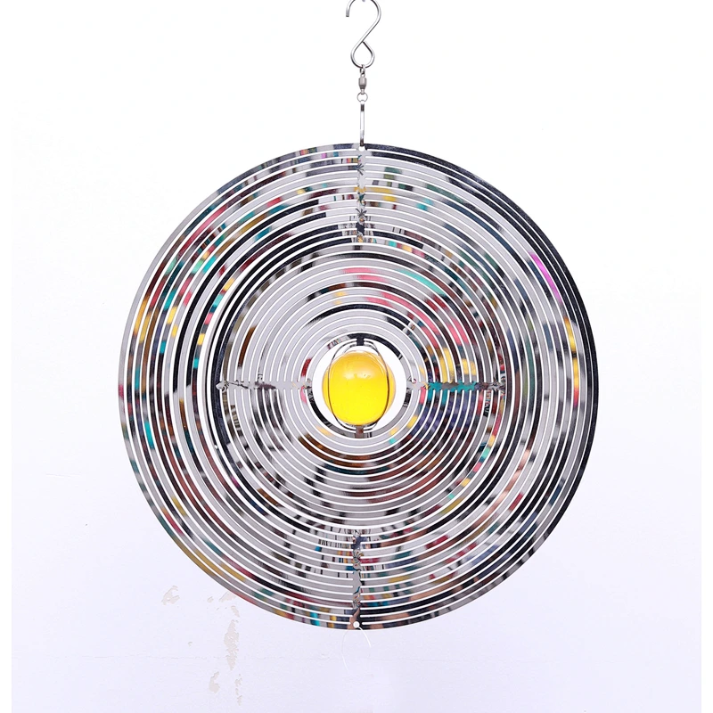 Mirror Surface Stainless Steel 3D Wind Spinner With Sun Catcher