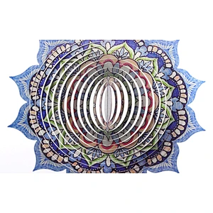 Amzon hotsale 12Inch Mandala Colorful Painting Stainless Steel 3D Wind Spinner