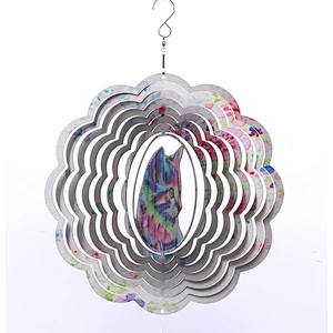 Own Design Laser-cut Stainless Steel Cat Wind Spinner For Window Hanging Decoration
