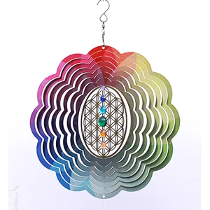 Stainless Steel Laser-cut Rainbow Wind Spinner  For Garden Hanging Decoration
