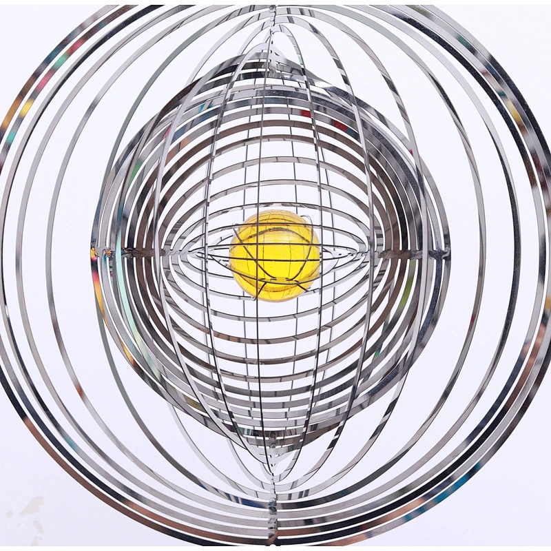 Mirror Surface Stainless Steel 3D Wind Spinner With Sun Catcher