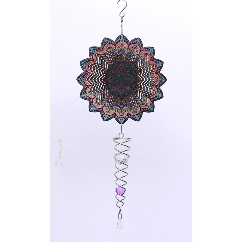 Gorgeous 3D Mandala Wind Spinner With Tail Spiral For Garden Decoration