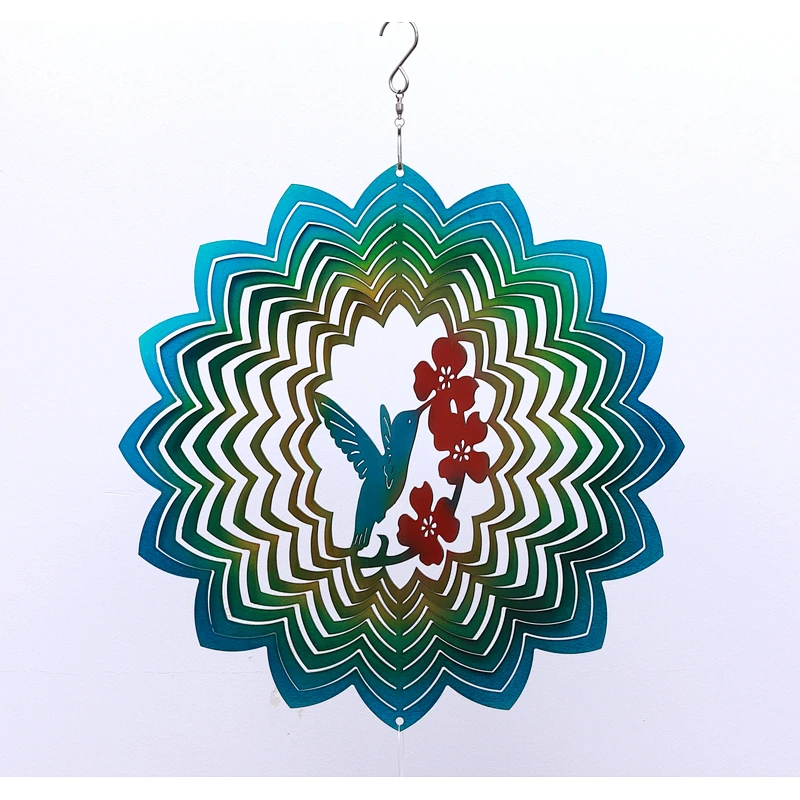 Hotsale Popular Fummingbird Stainless Steel Wind Spinner For Garden Decoration