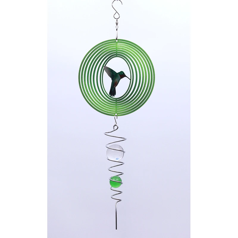 Hummingbird Wind Spinner With Tail Sprial For Garden Decoration