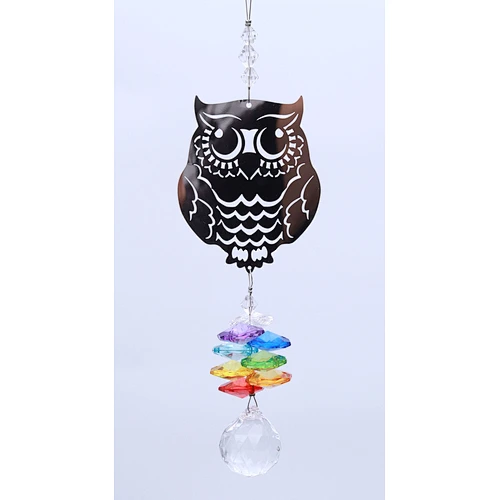 Owl Sculpture Crystal Sun Catcher For Home Garden Decoration