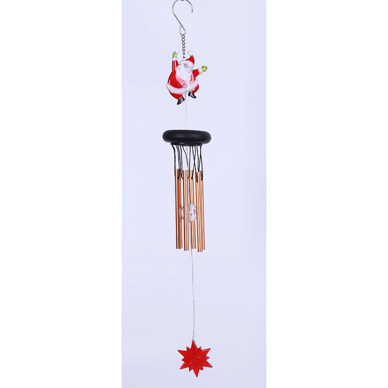 Christmas Man Wind Chime With Solar Light For Garden Decoration