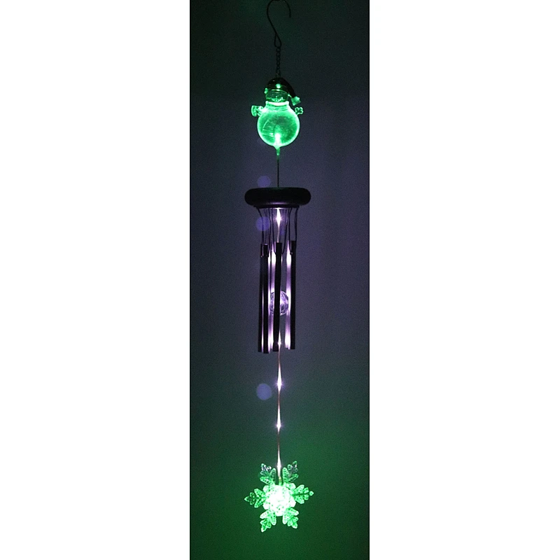 Snowman Wind Chime With Solar Light For Garden Decoration