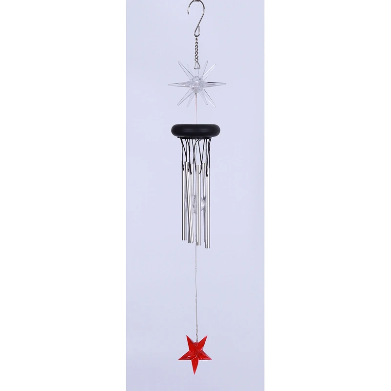 Star Wind Chime With Solar Light For Garden Decoration