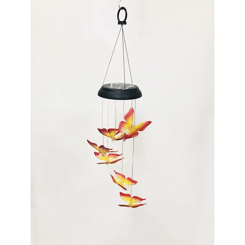 Seven Color Change Butterfly Wind Chime Solar Laser Light For Garden Decoration