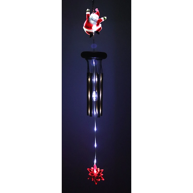 Christmas Man Wind Chime With Solar Light For Garden Decoration