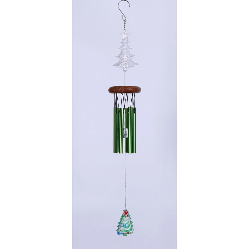 Christmas Tree Wind Chime With Solar Light For Garden Decoration