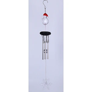 Snowman Wind Chime With Solar Light For Garden Decoration
