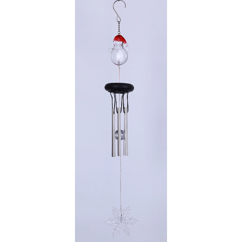 Snowman Wind Chime With Solar Light For Garden Decoration