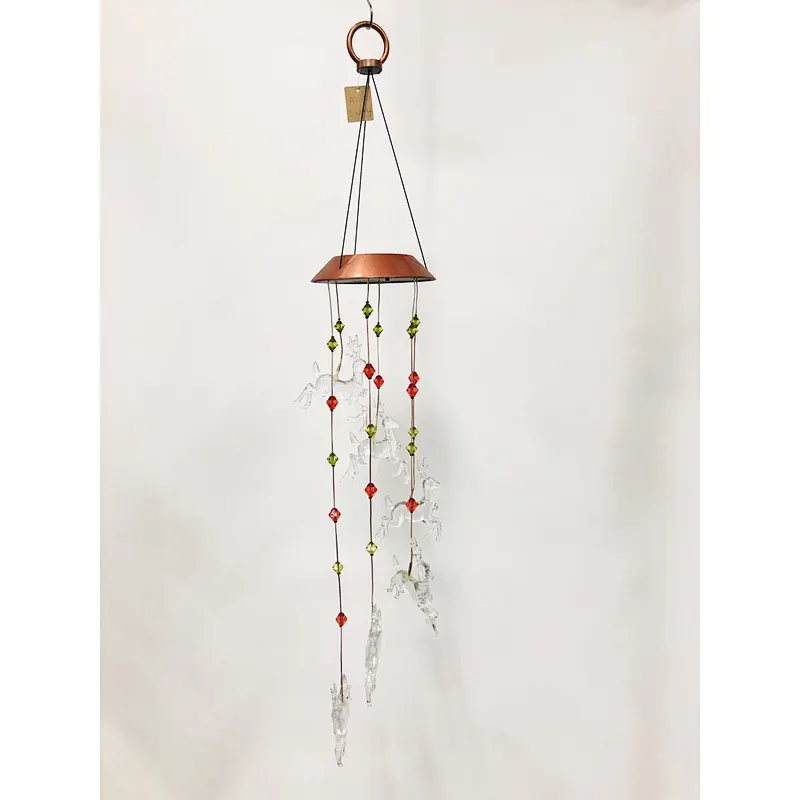 Color Change Christmas Deer Solar Wind Chime For Garden Decoration