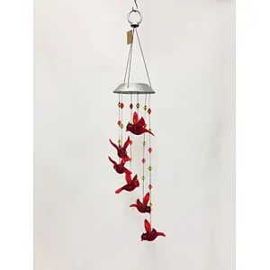 Seven Color Change Red Bird Wind Chime For Garden Decoration