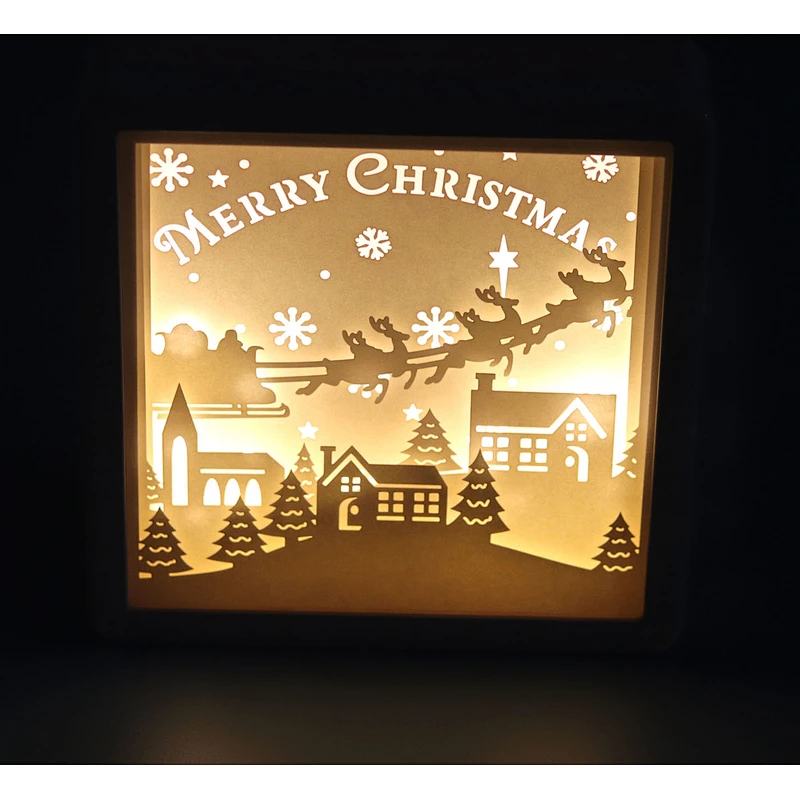 Merry Christmas 3D Papercut Light For Home Decoration