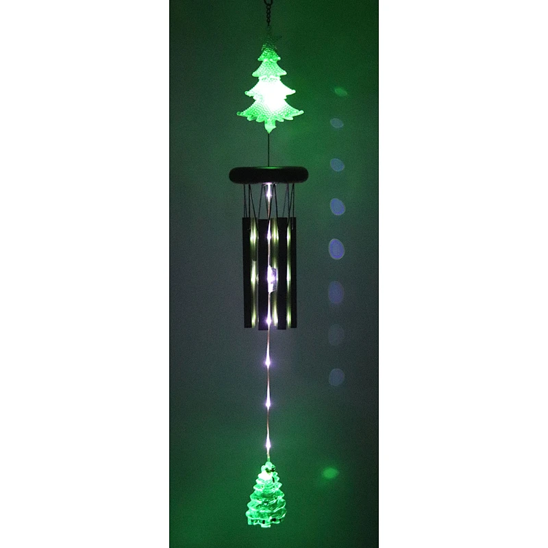 Christmas Tree Wind Chime With Solar Light For Garden Decoration