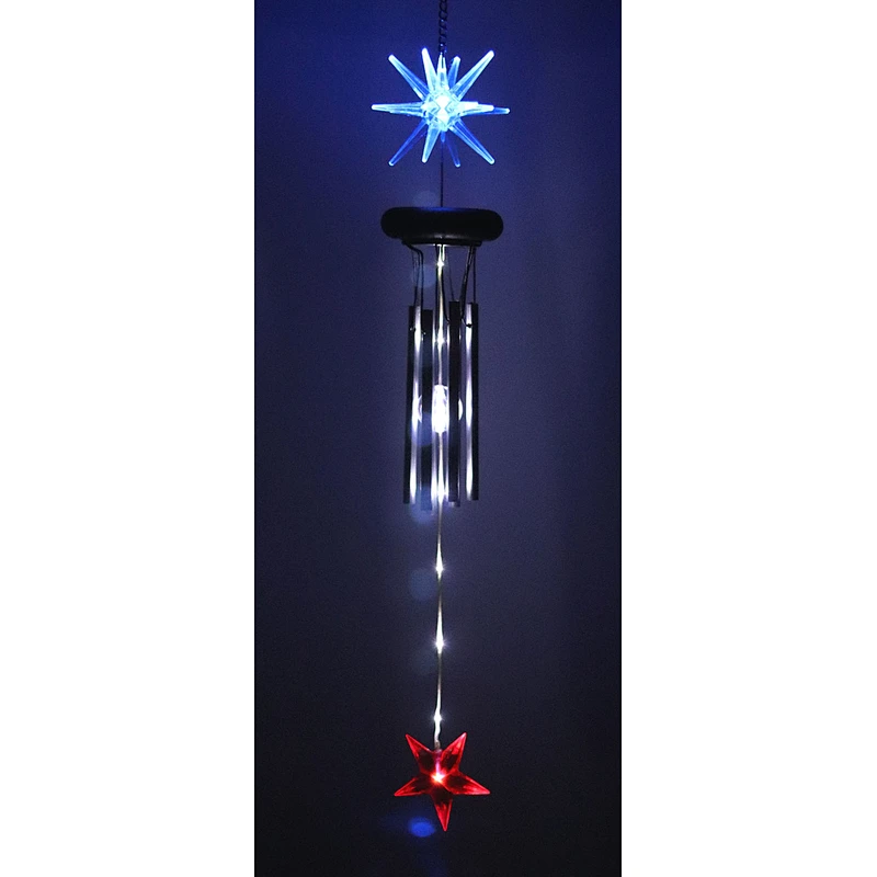 Star Wind Chime With Solar Light For Garden Decoration