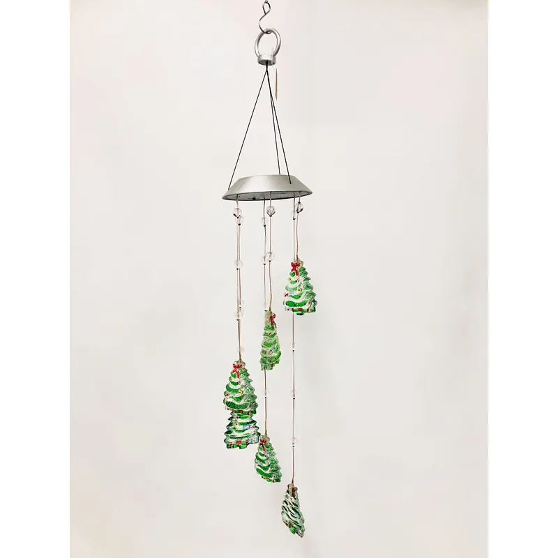 Color Changing Christmas Tree Solar Wind Chime For Garden Decorations