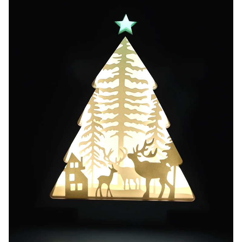 Christmas Tree 3D Papercut Light For Home Decoration