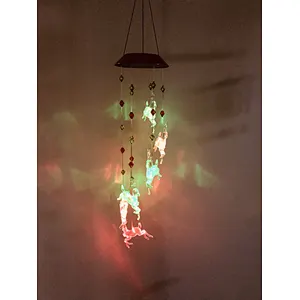 Color Change Christmas Deer Solar Wind Chime For Garden Decoration