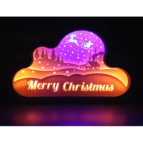 Christmas Snowy Ninght 3D Papercut Light For Home Decoration