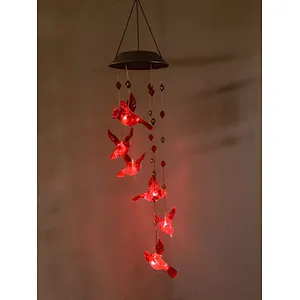 Seven Color Change Red Bird Wind Chime For Garden Decoration