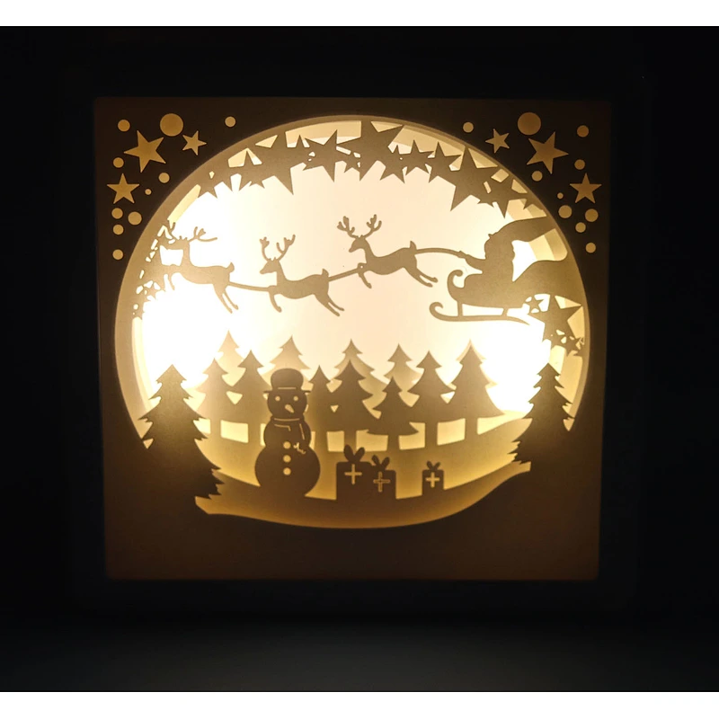 Christmas Forest 3D Papercut Light For Home Decoration