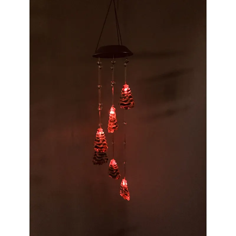 Color Changing Christmas Tree Solar Wind Chime For Garden Decorations