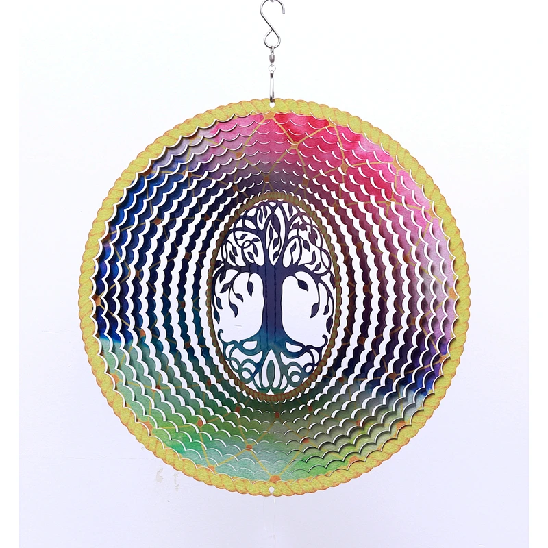 Stainless Steel Tree Of Life Wind Spinner For Gadren Hanging Decoration