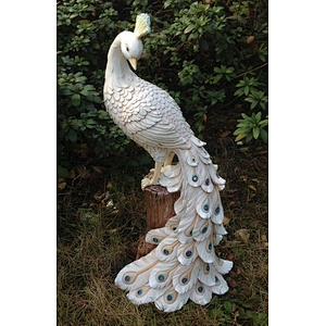 Polyresin Sculpture Peacock Solar Light For Garden Decoration