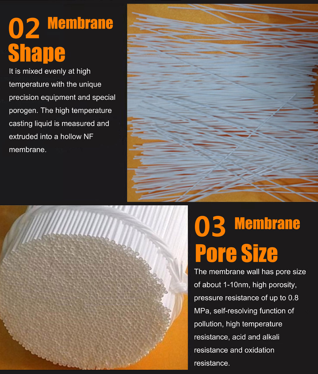hollow nf membrane, water purifier, js300a household, non uf non ro membrane