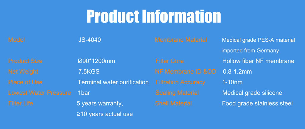 JS4040 performance Water Purifier -ROCK-HNF