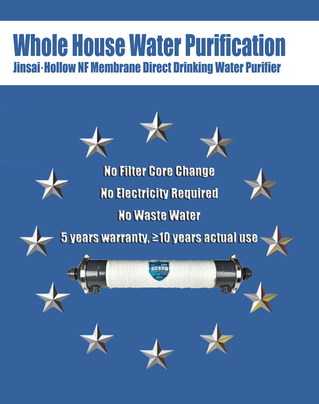 hollow nf membrane, water purifier, JS8040 whole house water purifier, non uf non ro