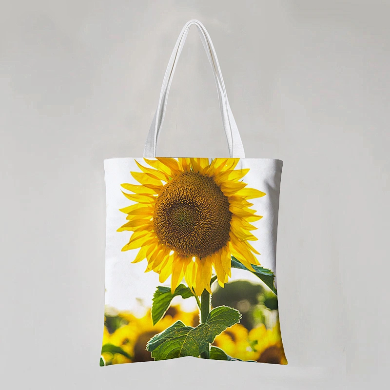 Flower Image Cotton Tote Bag