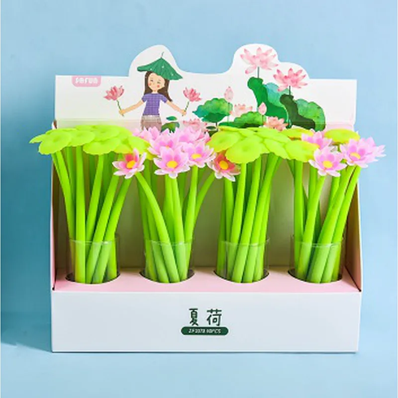 Lotus leaf shaped silicone gel pen.