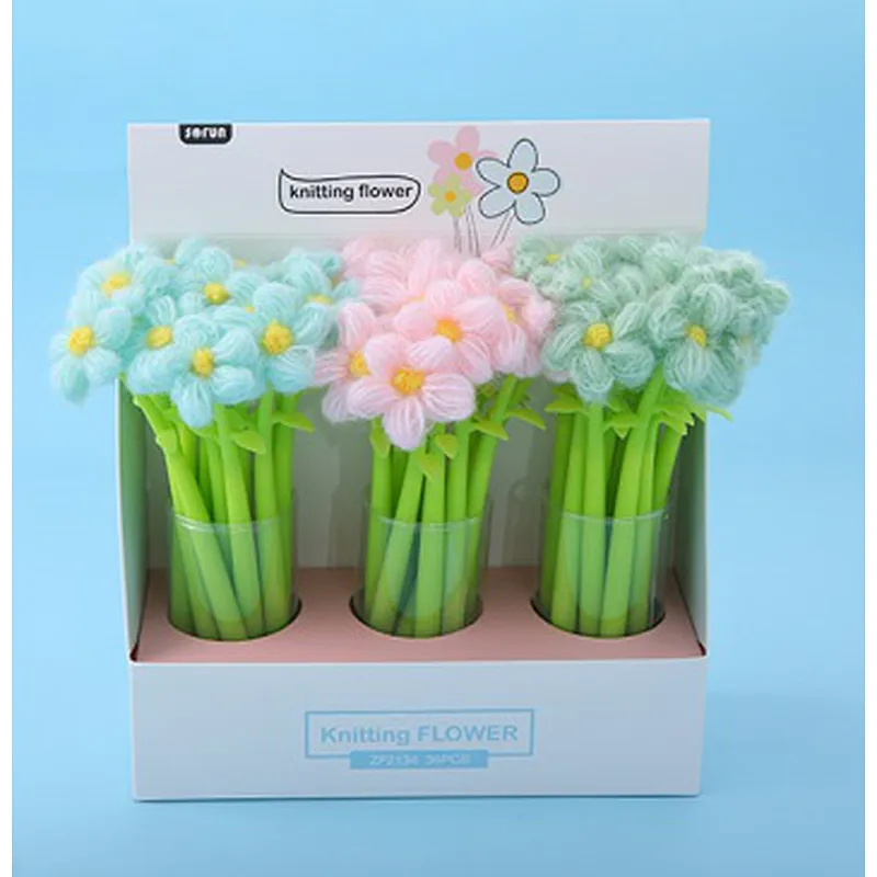 Wool flower gel pen