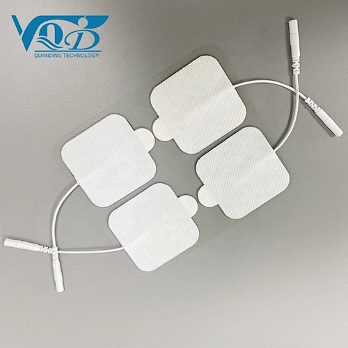 White Non-woven Square Pigtail Replacement Electrode Pads Tens Unit Pad with Ear