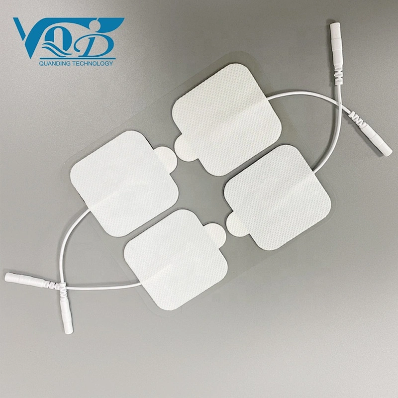 White Non-woven Square Pigtail Replacement Electrode Pads Tens Unit Pad with Ear