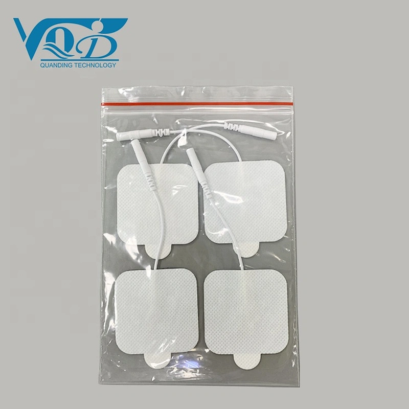 White Non-woven Square Pigtail Replacement Electrode Pads Tens Unit Pad with Ear