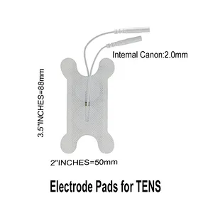 Comfortable 50*88mm White TENS Electrode Pad Tens Pads EMS Electrode Gel Pads with Pin
