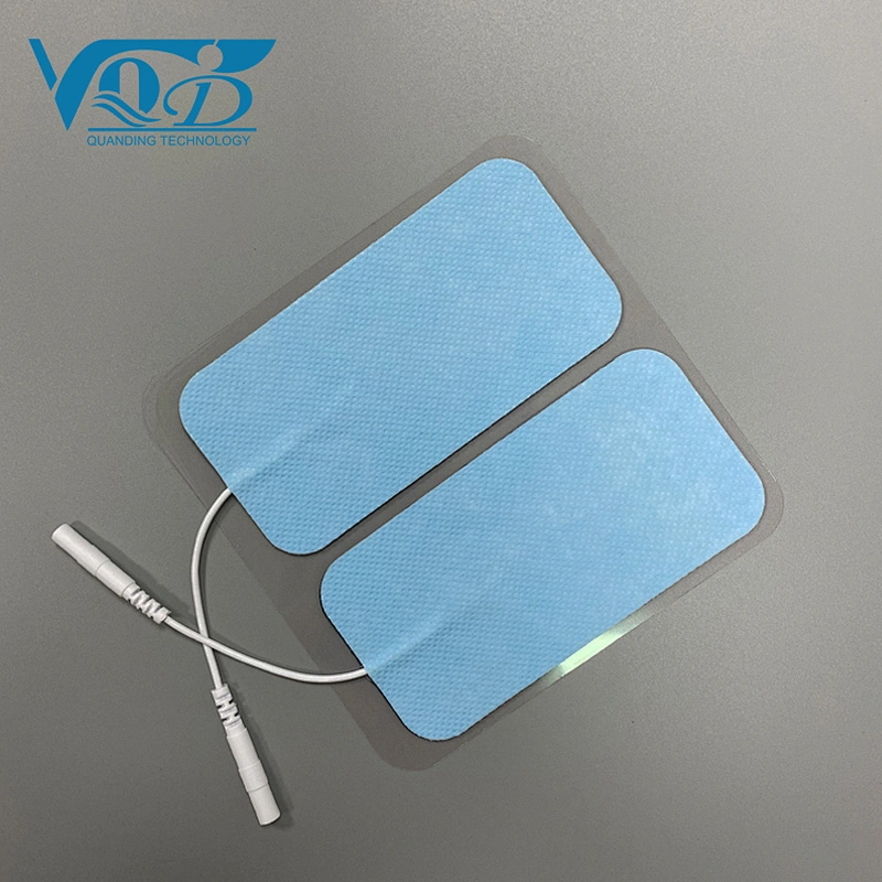Blue Rectangle Shape Conductive Reusable Adhesive Electrode Pad Electrotherapy Tens Pad For Health