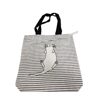 Promotional Logo Printed stripe shopping cotton tote bag with custom printed logo