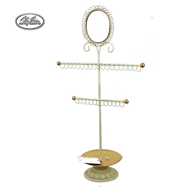Sun shaped metal jewelry earring display stand with mirror