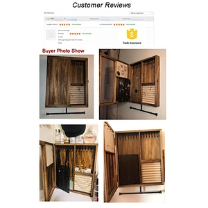Large Space Jewelry Cabinet Holder Rustic Wood Wall Mounted Jewelry Organizer For Necklaces Earrings Bracelets Ring Holder