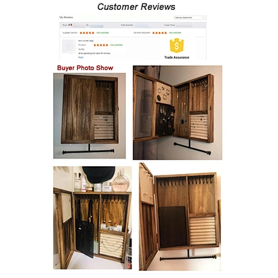 Large Space Jewelry Cabinet Holder Rustic Wood Wall Mounted Jewelry Organizer For Necklaces Earrings Bracelets Ring Holder