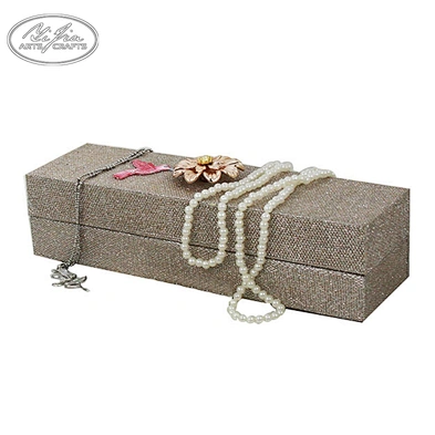 Customized green ring necklace velvet jewelry display box with mirror